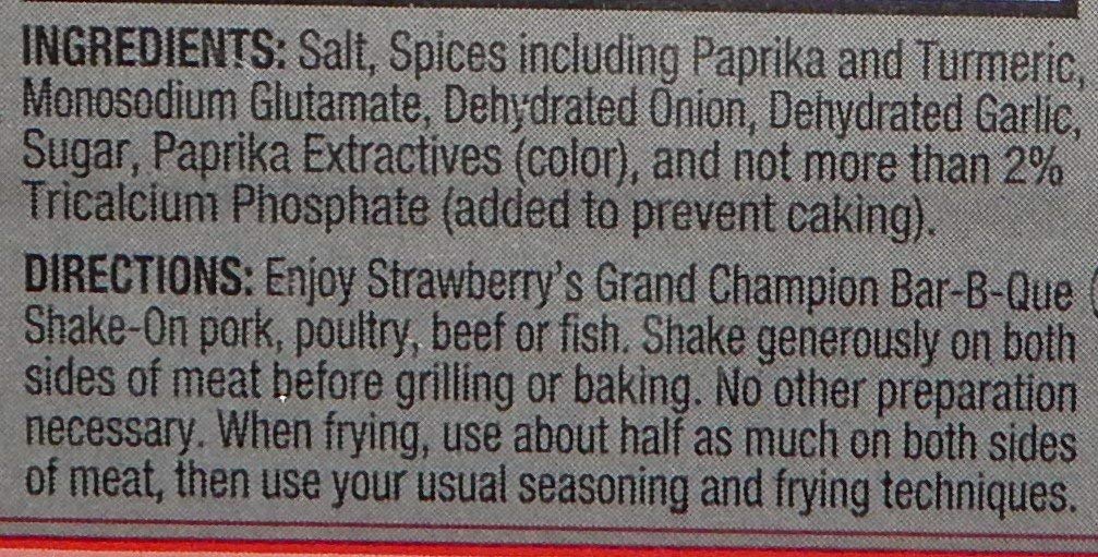 Strawberry's Grand Champion Shake-On BBQ Rub Seasoning 24 oz. - Smoker Guru