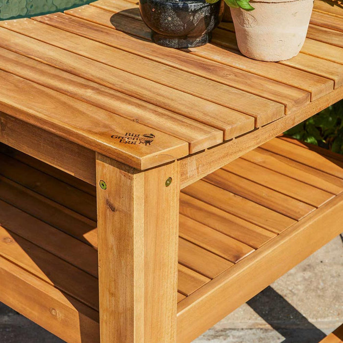 Acacia Hardwood Table for Large Big Green Egg - Smoker Guru