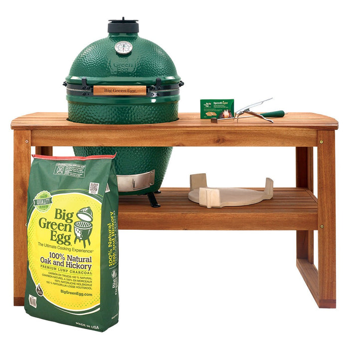 Large Big Green Egg + Acacia Table Package - Smoker Guru