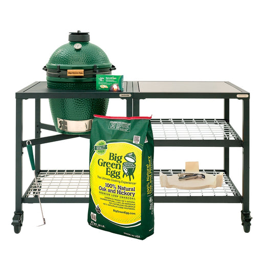 Medium Big Green Egg + Modular Nest + Expansion Package - (1) Solid Stainless (2) Stainless Grid - Smoker Guru