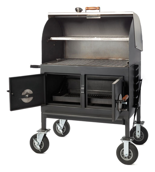 Pitts & Spitts Adjustable Charcoal Grill with Dome Lid - Smoker Guru