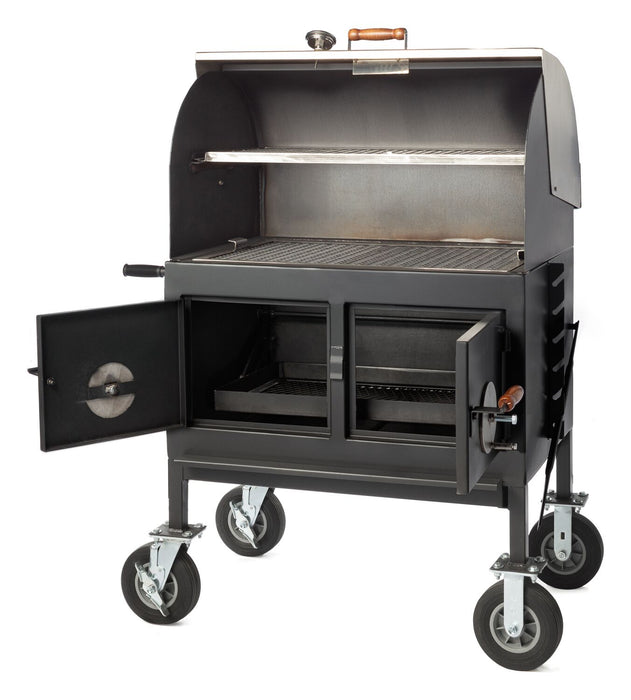 Pitts & Spitts Adjustable Charcoal Grill with Dome Lid - Smoker Guru