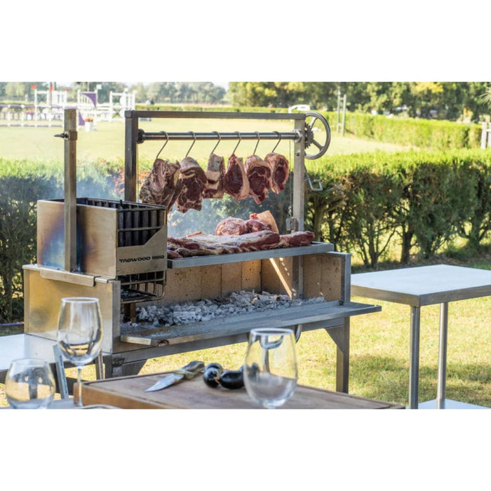 Tagwood BBQ Argentine Santa Maria BBQ03SS 68" Stainless Steel Wood Fire and Charcoal Gaucho Grill - Smoker Guru