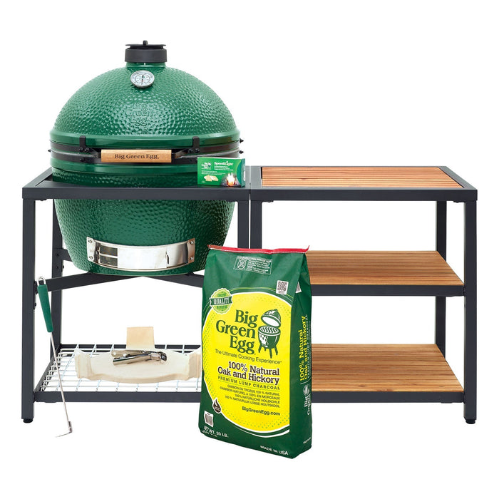 XL Big Green Egg + Modular Nest + Expansion Package - (3) Acacia or (3) Distressed Acacia - Smoker Guru