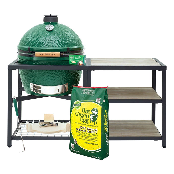 XL Big Green Egg + Modular Nest + Expansion Package - (3) Acacia or (3) Distressed Acacia - Smoker Guru