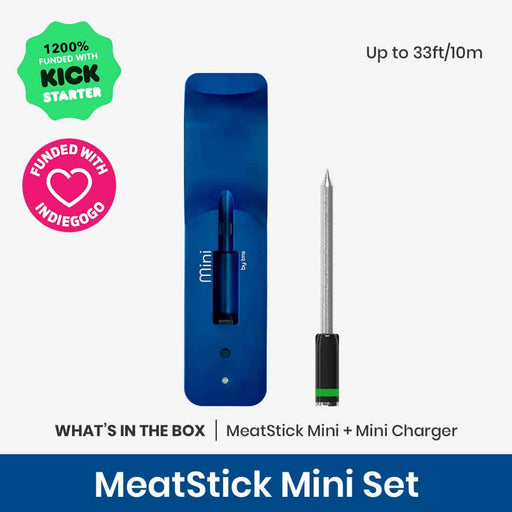 MeatStick Mini Wireless Thermometer Set - 33 FT Range - Smoker Guru