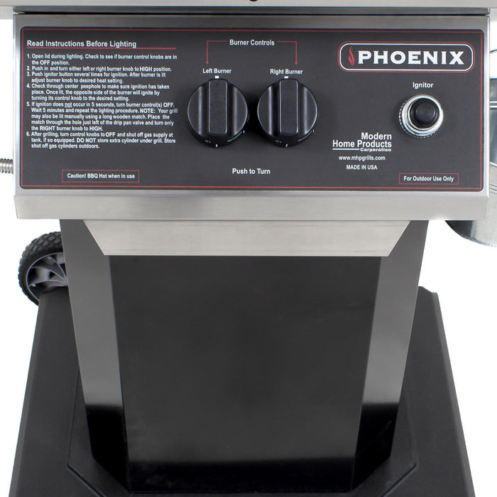 Phoenix Grill Stainless Steel Grill Head On Black Pedestal 2 Wheel Portable Base - SDBOCP/SDBOCN - Smoker Guru