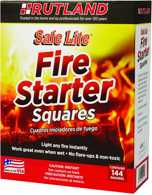 Rutland 50B Safe Lite Fire Starter Squares (144pcs) - Smoker Guru
